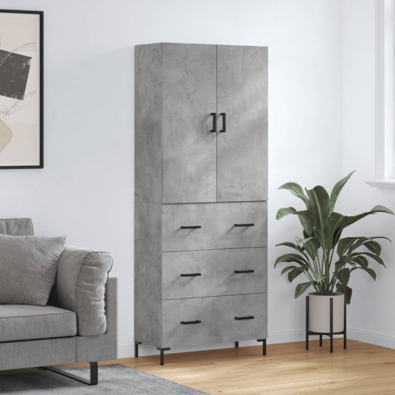 Witrynka, szarość betonu 69,5x34x180 cm materiał drewnopochodny