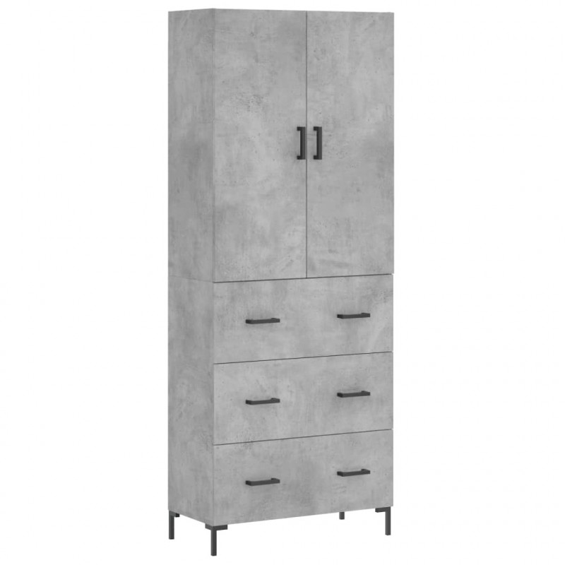 Witrynka, szarość betonu 69,5x34x180 cm materiał drewnopochodny