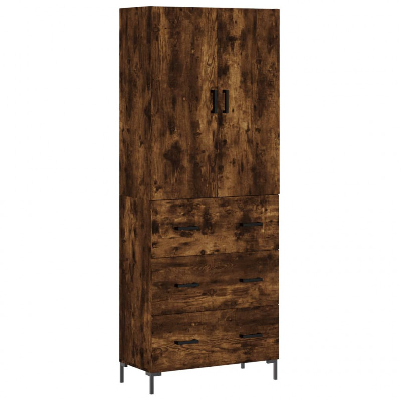 Witrynka przydymiony dąb 69,5x34x180 cm materiał drewnopochodny