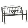 Ławka ogrodowa ze stolikiem, szara, 120 cm, stalowa