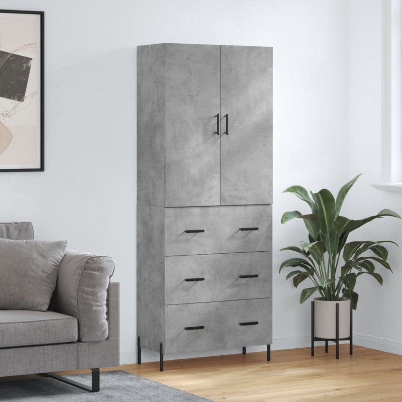 Witrynka, szarość betonu 69,5x34x180 cm materiał drewnopochodny