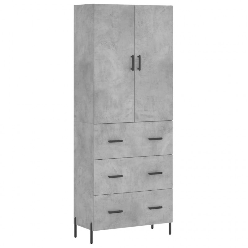 Witrynka, szarość betonu 69,5x34x180 cm materiał drewnopochodny