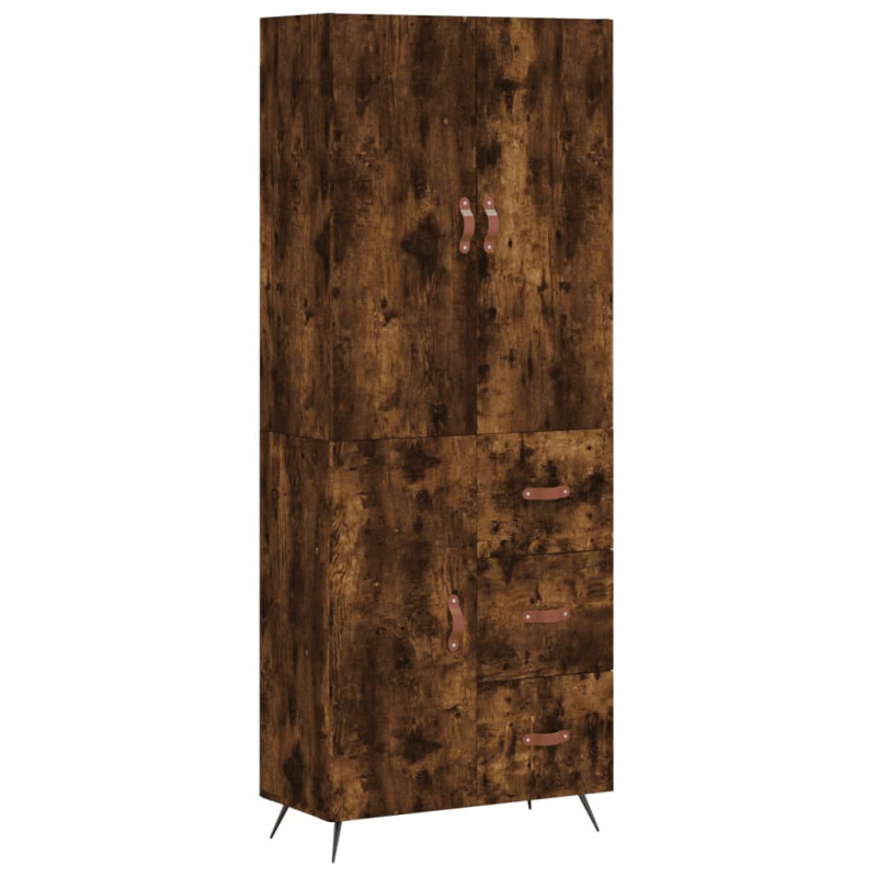 Witrynka przydymiony dąb 69,5x34x180 cm materiał drewnopochodny