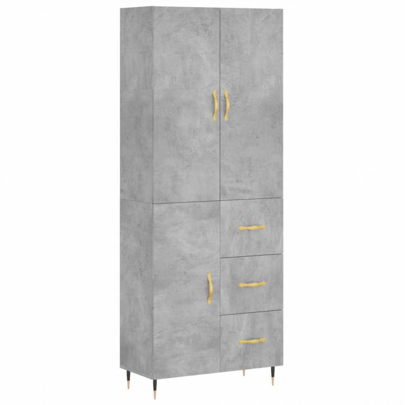 Witrynka, szarość betonu 69,5x34x180 cm materiał drewnopochodny