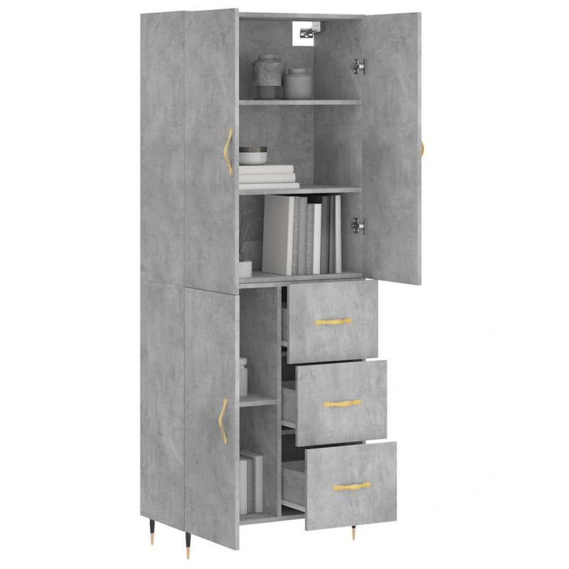 Witrynka, szarość betonu 69,5x34x180 cm materiał drewnopochodny