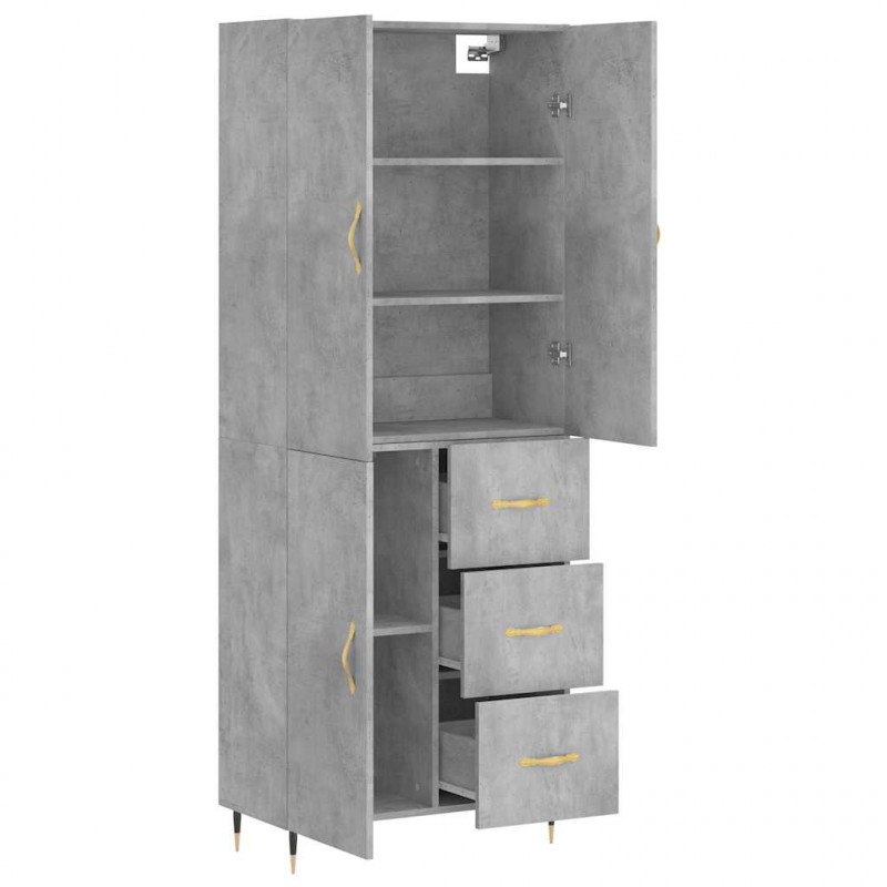 Witrynka, szarość betonu 69,5x34x180 cm materiał drewnopochodny