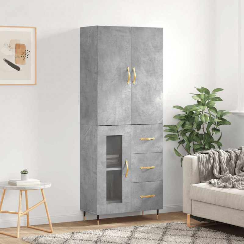 Witrynka, szarość betonu 69,5x34x180 cm materiał drewnopochodny