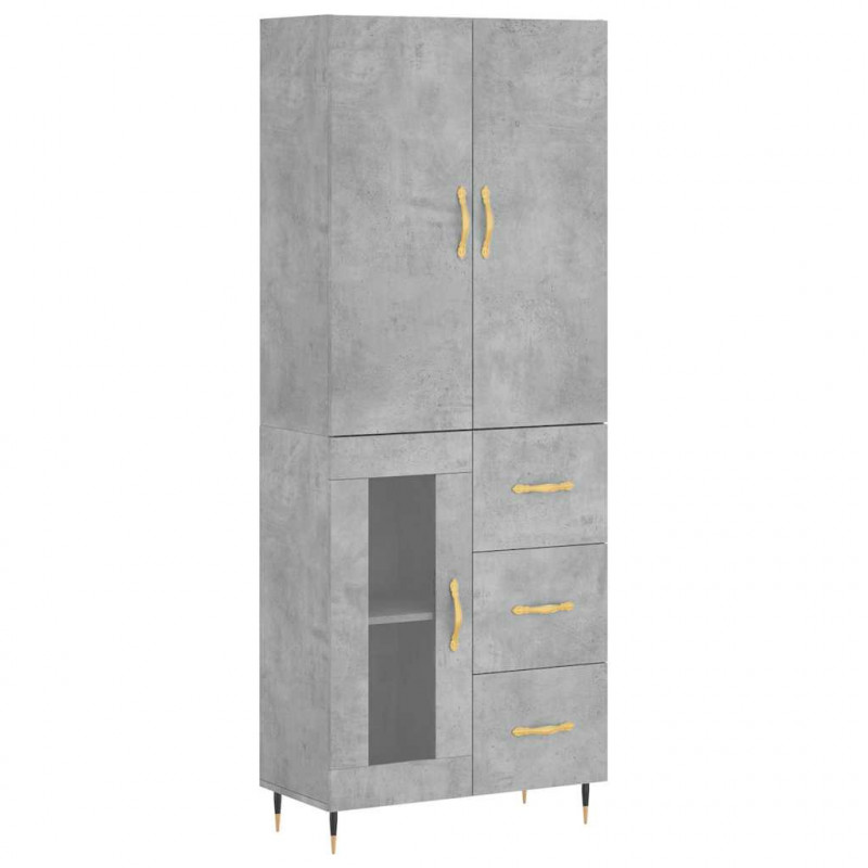 Witrynka, szarość betonu 69,5x34x180 cm materiał drewnopochodny