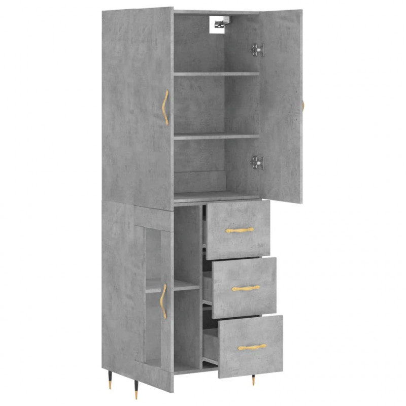 Witrynka, szarość betonu 69,5x34x180 cm materiał drewnopochodny