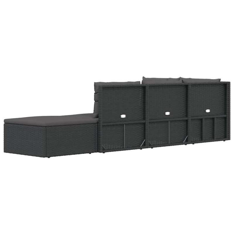 5-cz. zestaw wypoczynkowy do ogrodu, poduszki, czarny rattan PE
