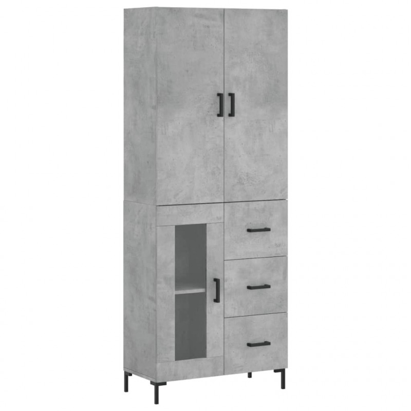 Witrynka, szarość betonu 69,5x34x180 cm materiał drewnopochodny
