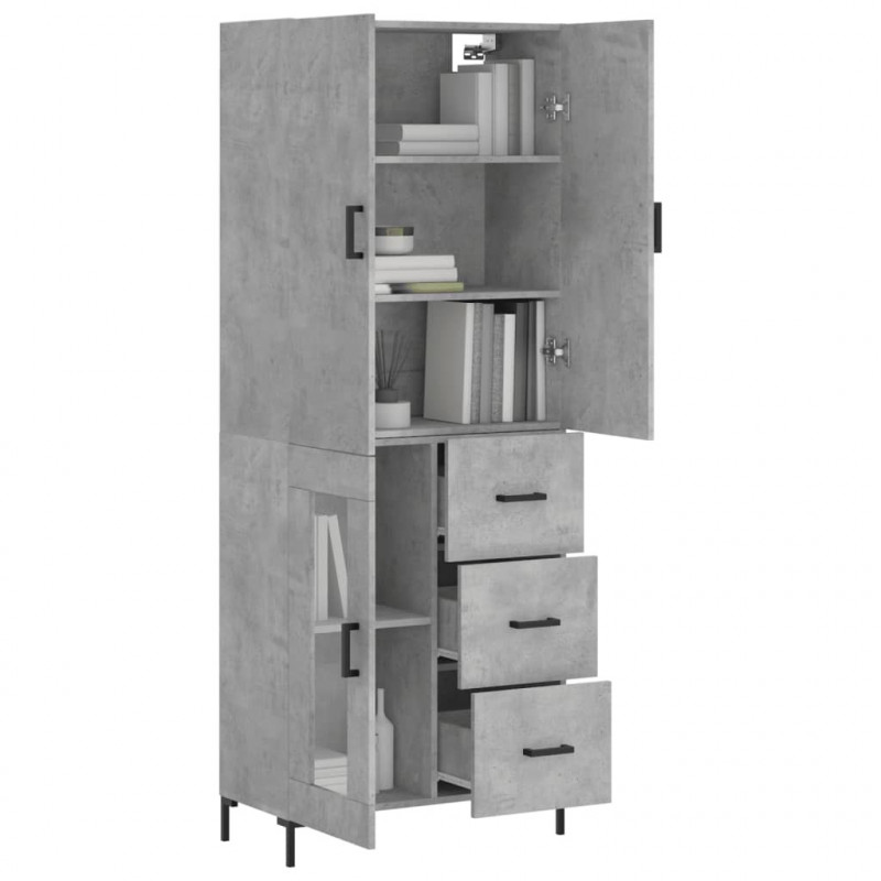 Witrynka, szarość betonu 69,5x34x180 cm materiał drewnopochodny