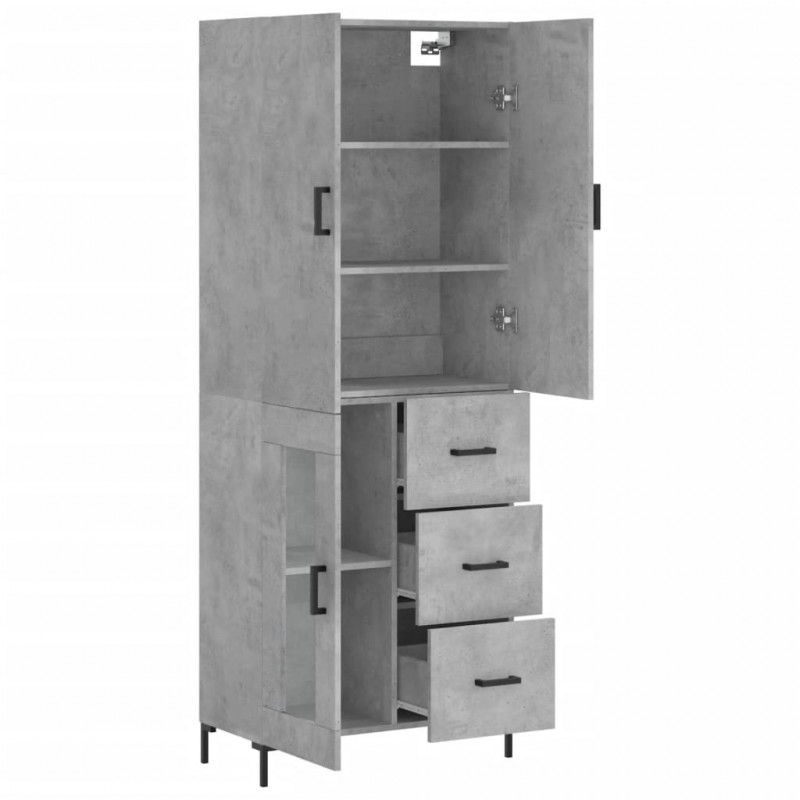 Witrynka, szarość betonu 69,5x34x180 cm materiał drewnopochodny