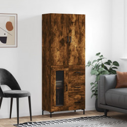 Witrynka przydymiony dąb 69,5x34x180 cm materiał drewnopochodny