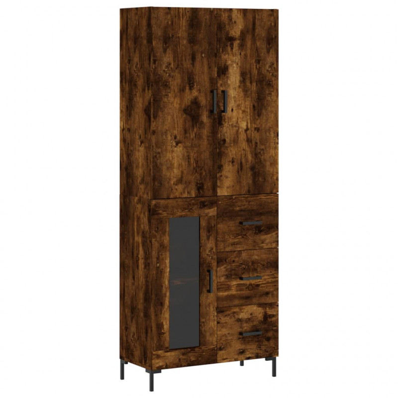 Witrynka przydymiony dąb 69,5x34x180 cm materiał drewnopochodny