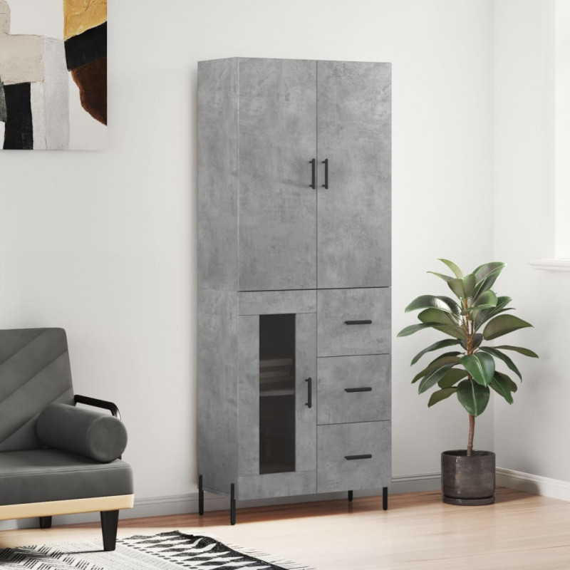 Witrynka, szarość betonu 69,5x34x180 cm materiał drewnopochodny