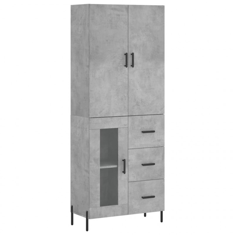 Witrynka, szarość betonu 69,5x34x180 cm materiał drewnopochodny