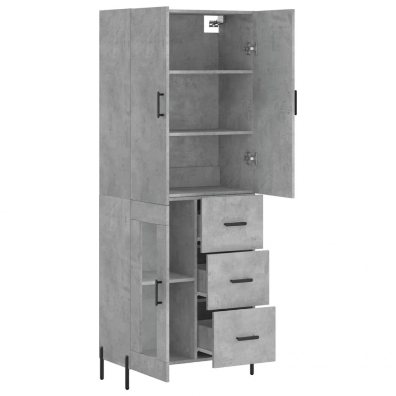 Witrynka, szarość betonu 69,5x34x180 cm materiał drewnopochodny