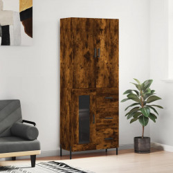 Witrynka przydymiony dąb 69,5x34x180 cm materiał drewnopochodny