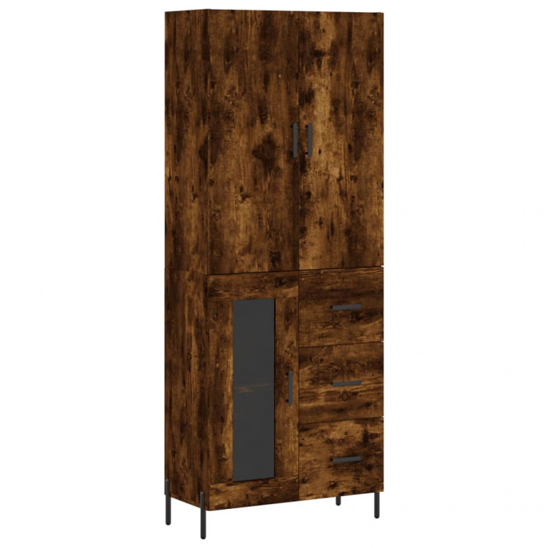 Witrynka przydymiony dąb 69,5x34x180 cm materiał drewnopochodny