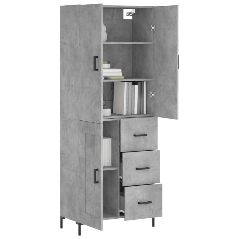 Witrynka, szarość betonu 69,5x34x180 cm materiał drewnopochodny
