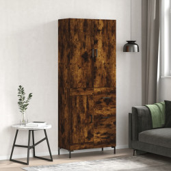 Witrynka przydymiony dąb 69,5x34x180 cm materiał drewnopochodny