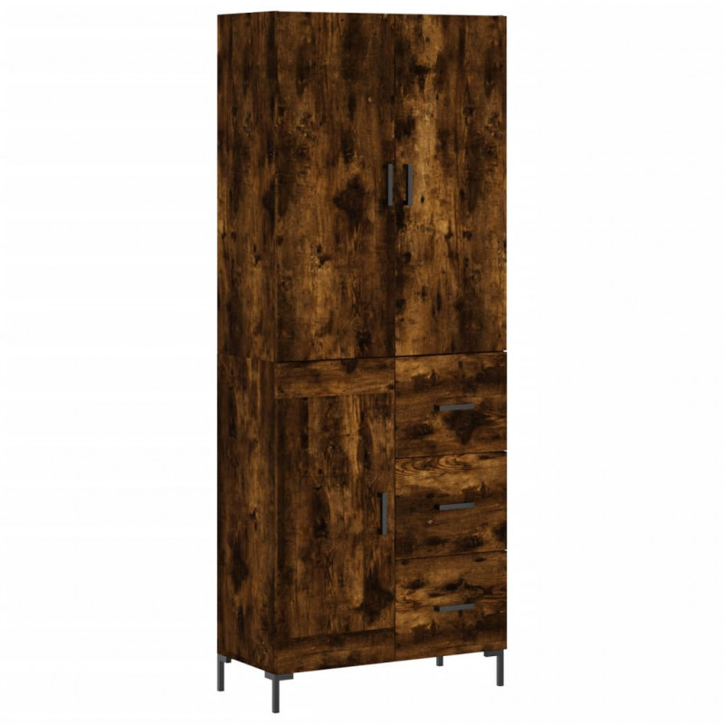 Witrynka przydymiony dąb 69,5x34x180 cm materiał drewnopochodny