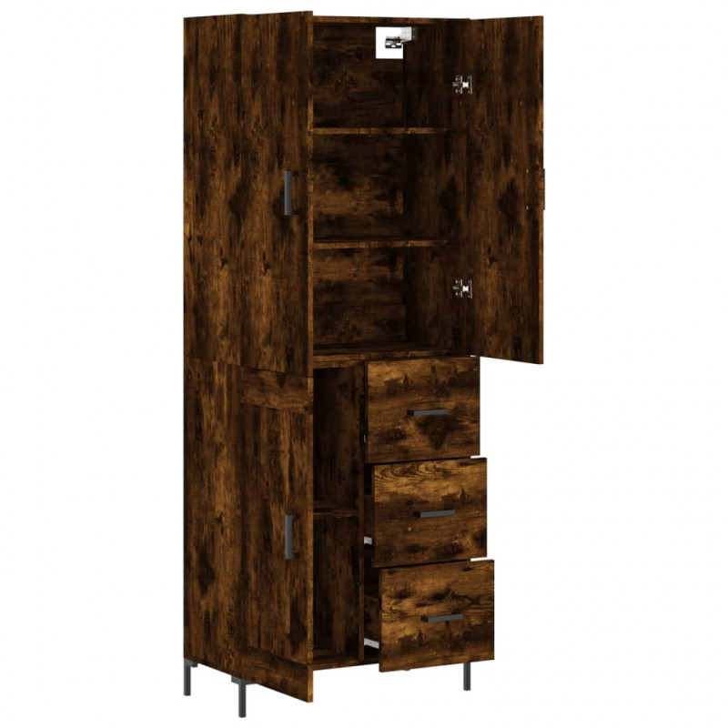 Witrynka przydymiony dąb 69,5x34x180 cm materiał drewnopochodny
