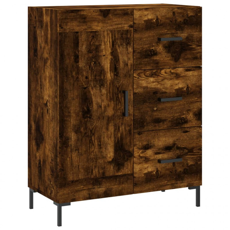 Witrynka przydymiony dąb 69,5x34x180 cm materiał drewnopochodny
