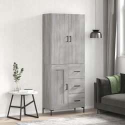 Witrynka szary dąb sonoma 69,5x34x180cm materiał drewnopochodny