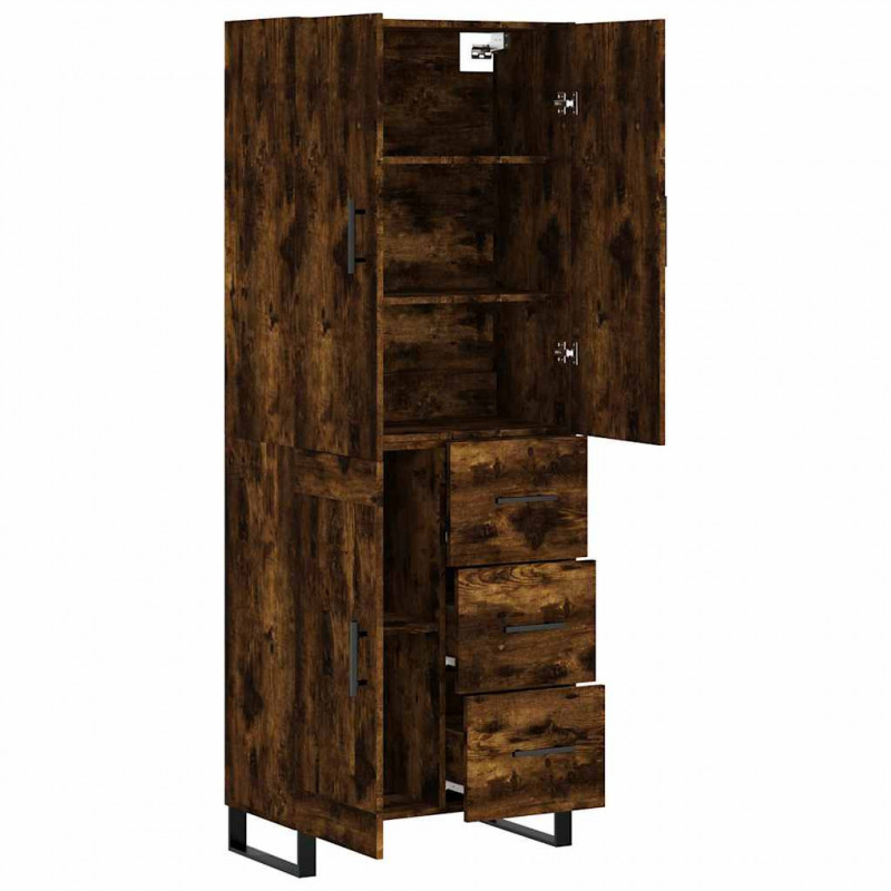 Witrynka przydymiony dąb 69,5x34x180 cm materiał drewnopochodny