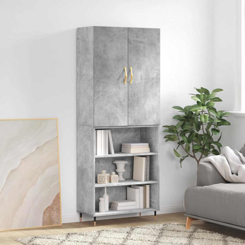 Witrynka, szarość betonu 69,5x34x180 cm materiał drewnopochodny
