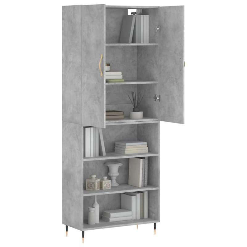 Witrynka, szarość betonu 69,5x34x180 cm materiał drewnopochodny