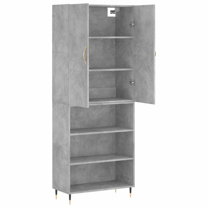 Witrynka, szarość betonu 69,5x34x180 cm materiał drewnopochodny
