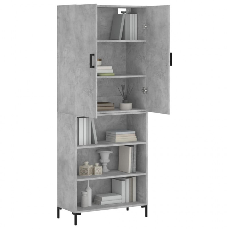 Witrynka, szarość betonu 69,5x34x180 cm materiał drewnopochodny