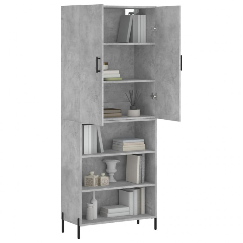 Witrynka, szarość betonu 69,5x34x180 cm materiał drewnopochodny