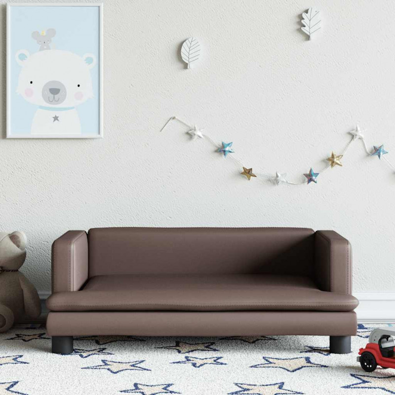 Sofa dla dzieci, brązowa, 80x45x30 cm, sztuczna skóra