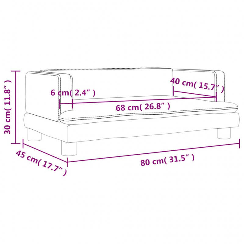 Sofa dla dzieci, brązowa, 80x45x30 cm, sztuczna skóra