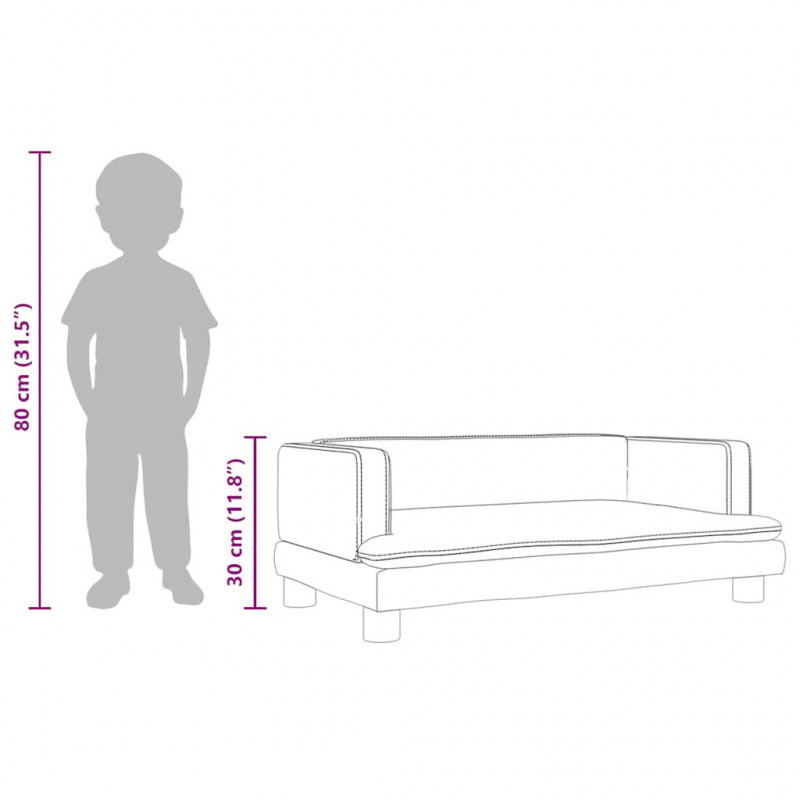 Sofa dla dzieci, brązowa, 80x45x30 cm, sztuczna skóra