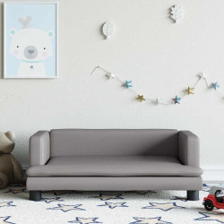 Sofa dla dzieci, szara, 80x45x30 cm, sztuczna skóra