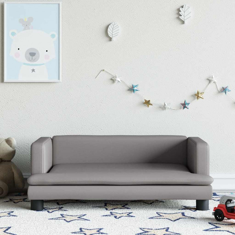 Sofa dla dzieci, szara, 80x45x30 cm, sztuczna skóra