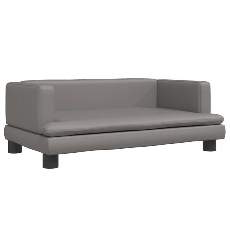 Sofa dla dzieci, szara, 80x45x30 cm, sztuczna skóra