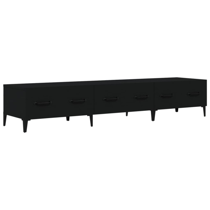 Szafka pod TV, czarna, 150x34,5x30 cm, materiał drewnopochodny