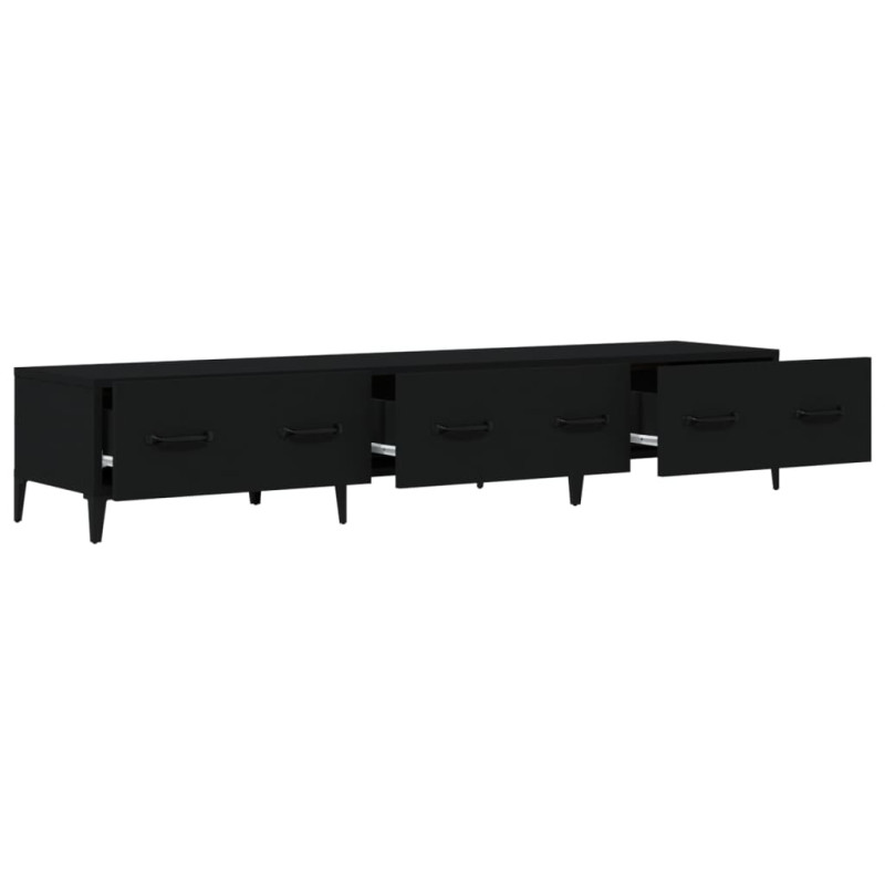 Szafka pod TV, czarna, 150x34,5x30 cm, materiał drewnopochodny