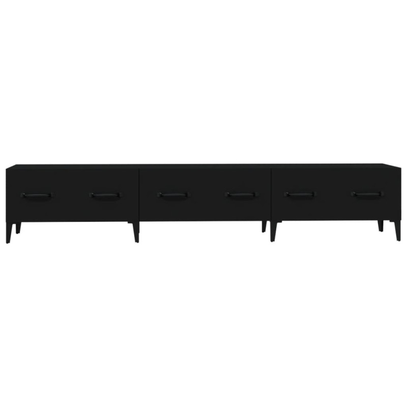 Szafka pod TV, czarna, 150x34,5x30 cm, materiał drewnopochodny