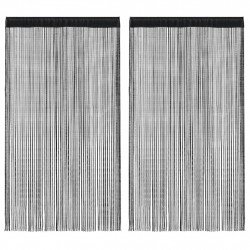 Zasłony sznurkowe, 2 sztuki, 100 x 250 cm, czarne