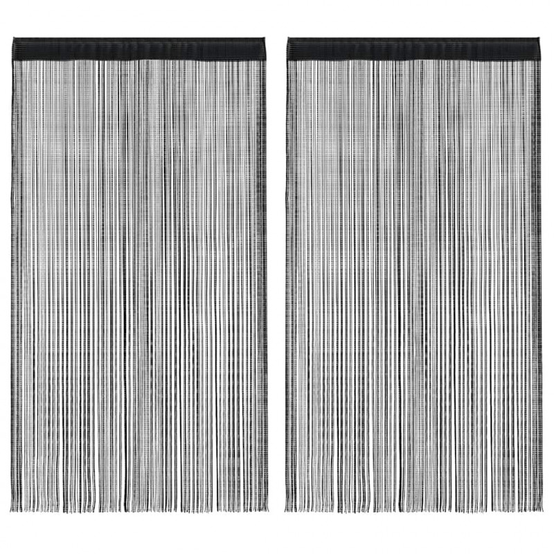 Zasłony sznurkowe, 2 sztuki, 100 x 250 cm, czarne