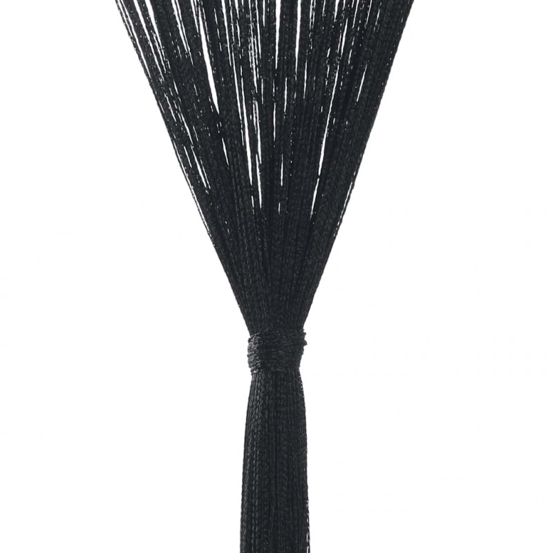 Zasłony sznurkowe, 2 sztuki, 100 x 250 cm, czarne