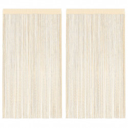 Zasłony sznurkowe, 2 sztuki, 100 x 250 cm, kremowe