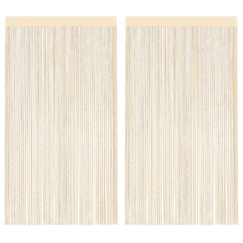 Zasłony sznurkowe, 2 sztuki, 100 x 250 cm, kremowe